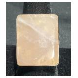 Square Stone Ring w Metal Band