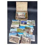 Antique 1886 Cigar Box w Vntg 50 Postcards, Photos