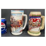 New Budweiser 1998 & 2008 Holiday Beer Steins