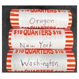 3 Rolls of State Quarters ï¿½ OR, NY & WA