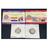 4 U.S. Barber Dimes ï¿½ 1910P, 1914D & 1916
