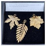 24K Gold-Plated Leaf Holiday Ornaments Set