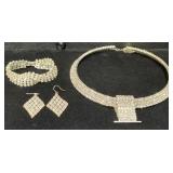 Rhinestone Necklace, Bracelet & Earrings Set