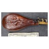 Antique Leather & Brass Shot or Powder Flask