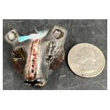 Lillian Pitt Signed Wolf Mask Art Pin Brooch