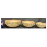 3 Vintage Hungarian Folk Art Pottery Nesting Bowls