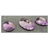 3 Vintage Amethyst Cut Gemstones from Brazil