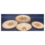 10 Vintageï¿½MCM Red Rim Rooster Plates
