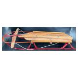 Vintage Champion Wooden Snow Sled w Metal Frame