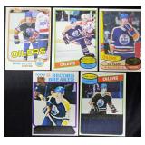 5 Wayne Gretzky 1st & 2nd Year Oilers Hockey Cards