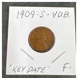 1909-S V.D.B. Lincoln Cent Key Date, F Condition