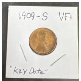 1909-S Lincoln Cent Key Date,ï¿½VF+ Condition