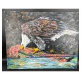 Original Eagle With Salmon Painting by Blue Bond