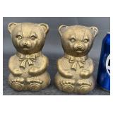 Cute Solid Brass Teddy Bear Bookends