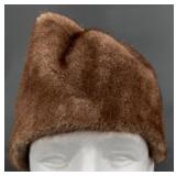 Vintage Mink Fur Hat w Brown Satin Lining
