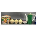Vntg Japanese Ceramics ï¿½ Teapot, Biscuit Barrel,