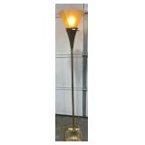 Art Deco Style Floor Lamp w Amber Shade Works