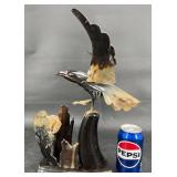 Vntg Raven Statue Carved from Buffalo or Ox Horn