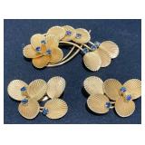 Marvella Gold-Tone Floral Brooch & Earrings Set