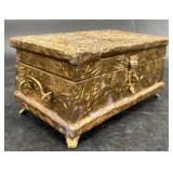 Vintage Jewelry Trinket Box w Purple Velvet Lining