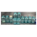 11 Vintage Blue Ball Mason Canning Jars