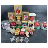 35 Vntg Glass Christmas Ornament Mostly Hand Blown