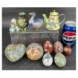 Cloisonne Enamelware ï¿½ Eggs, Trinket Box, Bell +