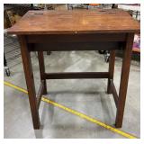 Vntg Wooden School Desk w Hinged Lid & Storage