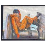 Original Resting Fisherman Painting by Blue Bond