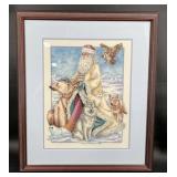 The North Wind Santaï¿½Cross-Stitch Framed Art