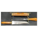 Vintage Brass & Carved Wood India Carving Set