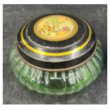 Antique Uranium Glass Vanity Dresser Jar