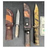 2 Fixed Blade Survivor Knives w Sheaths