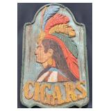Vintage Carved Wood Cigar Shop Sign