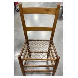 Antique Primitive Ladder Back Chair w Woven Seat