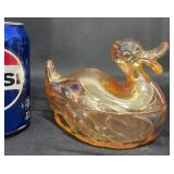 Vintageï¿½Jeannetteï¿½Carnival Glass Duck Candy Dish