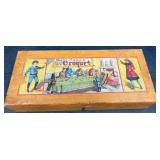 Antique Wooden Table Croquet Set w Original Box