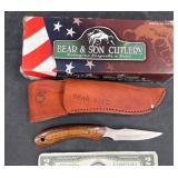 New Bear & Son Cutlery Knife w Leather Sheath