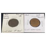 1864 & 1865 Civil War Union Shield 2-Cent Coins