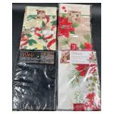 4 Tablecloths w Holiday Christmas Designs & Lace