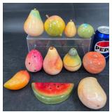 11 Vntg Alabaster Stone Rock Fruit Decor Pieces