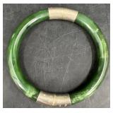 Jade Bangle Bracelet w Silver Accents