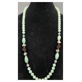 Jade Beaded Necklace w Cloisonne & Glass