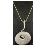 Designer Sterling Silver Pendant Necklace w Pearl