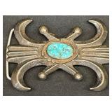 Sterling Silver & Turquoise Navajo Belt Buckle