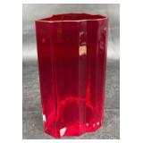 Vntg Rare Tarnowiec Poland Ruby Red Art Glass Vase