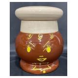 Vintage Happy Face Brown Ceramic Cookie Jar