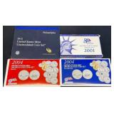 3 U.S. Coin Sets ï¿½ 2001 Proof, 2012 Mint, 2004