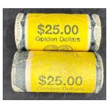 2 U.S. Mint Rolls of Sacagawea Dollar Coins