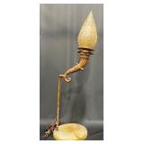 Antique Art Deco Brass & Glass Flame Lamp, Works